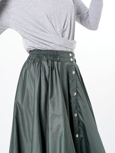 Voluminous Maxi Skirt with Adjustable Hem In Green