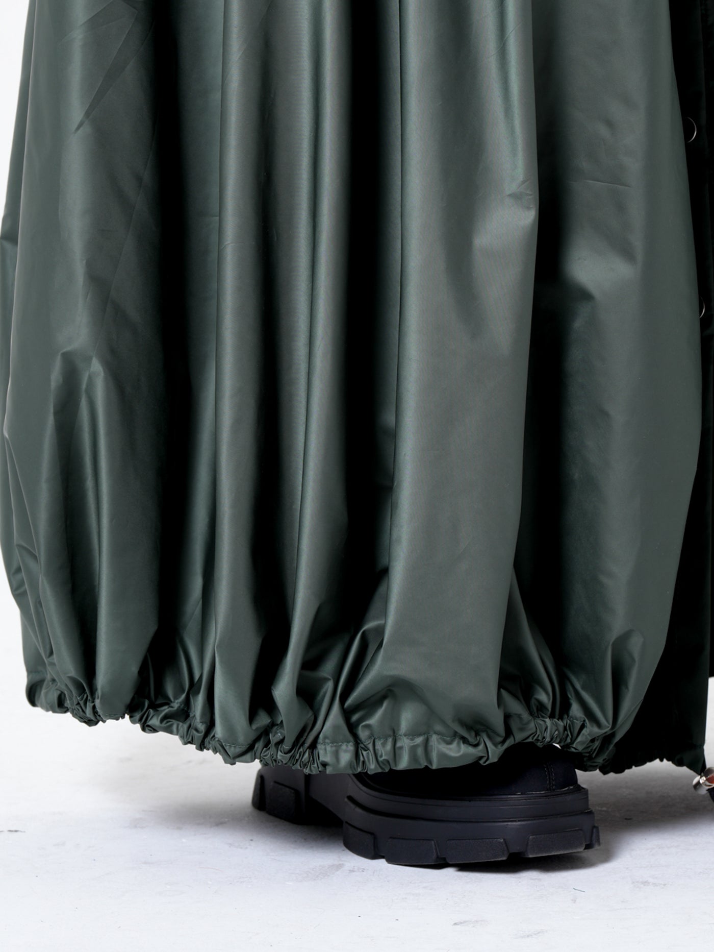 Voluminous Maxi Skirt with Adjustable Hem In Green