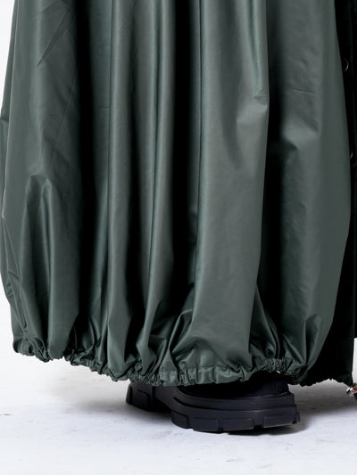 Voluminous Maxi Skirt with Adjustable Hem In Green