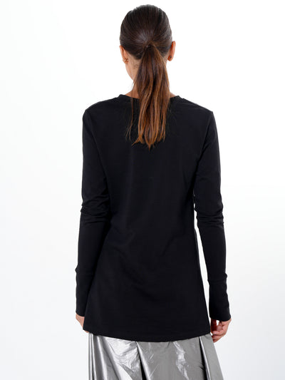 Cotton Slim Fit Top With Thumbhole Sleeves In Black