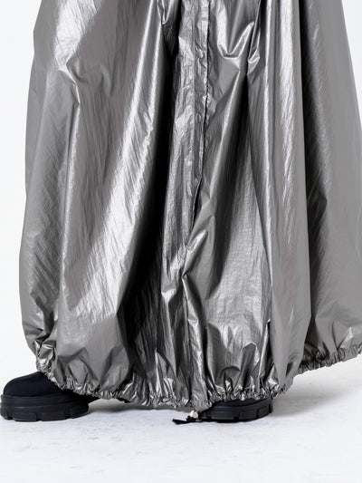 Voluminous Maxi Skirt with Adjustable Hem In Silver