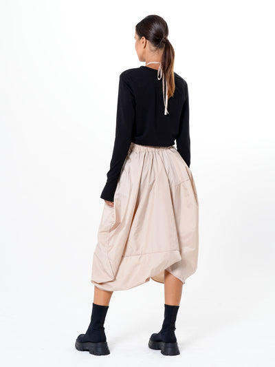 Draped Balloon Pinafore Dress In Beige