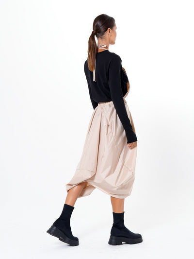 Draped Balloon Pinafore Dress In Beige