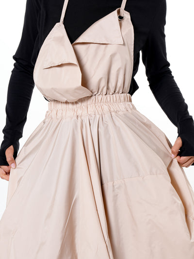Draped Balloon Pinafore Dress In Beige