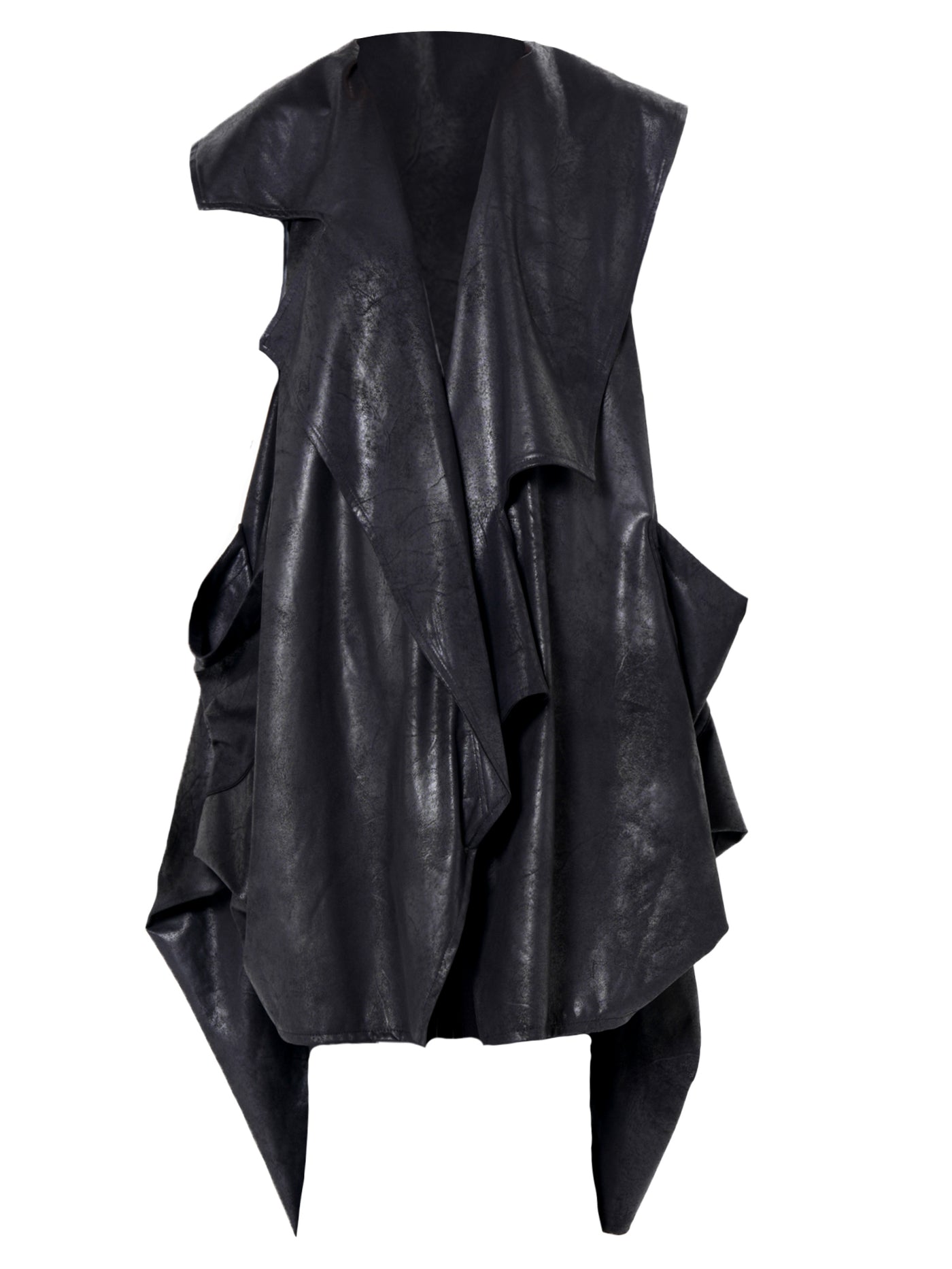 Asymmetric Faux Suede Vest In Black