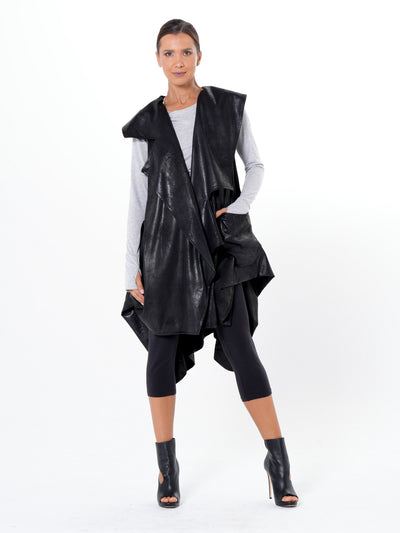Asymmetric Faux Suede Vest In Taupe
