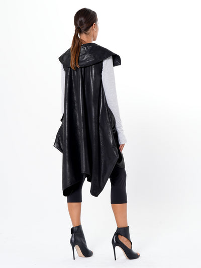 Asymmetric Faux Suede Vest In Black