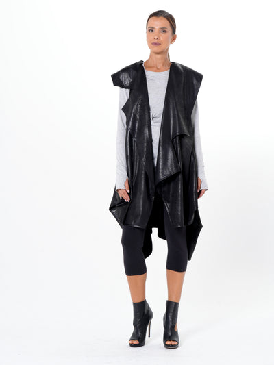 Asymmetric Faux Suede Vest In Black