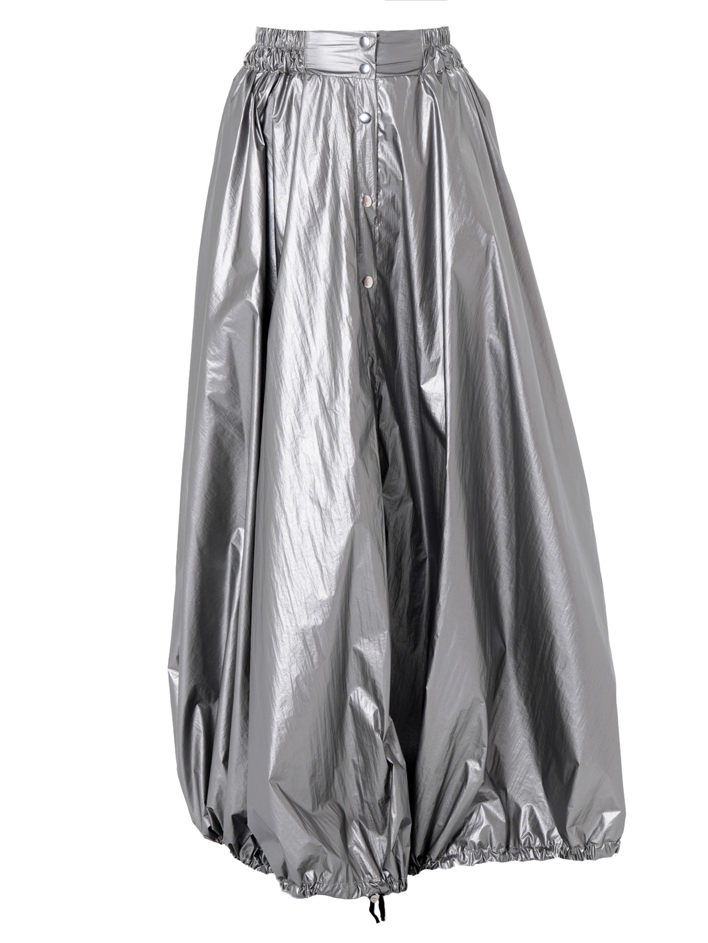 Voluminous Maxi Skirt with Adjustable Hem In Silver