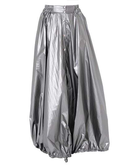 Voluminous Maxi Skirt with Adjustable Hem In Silver