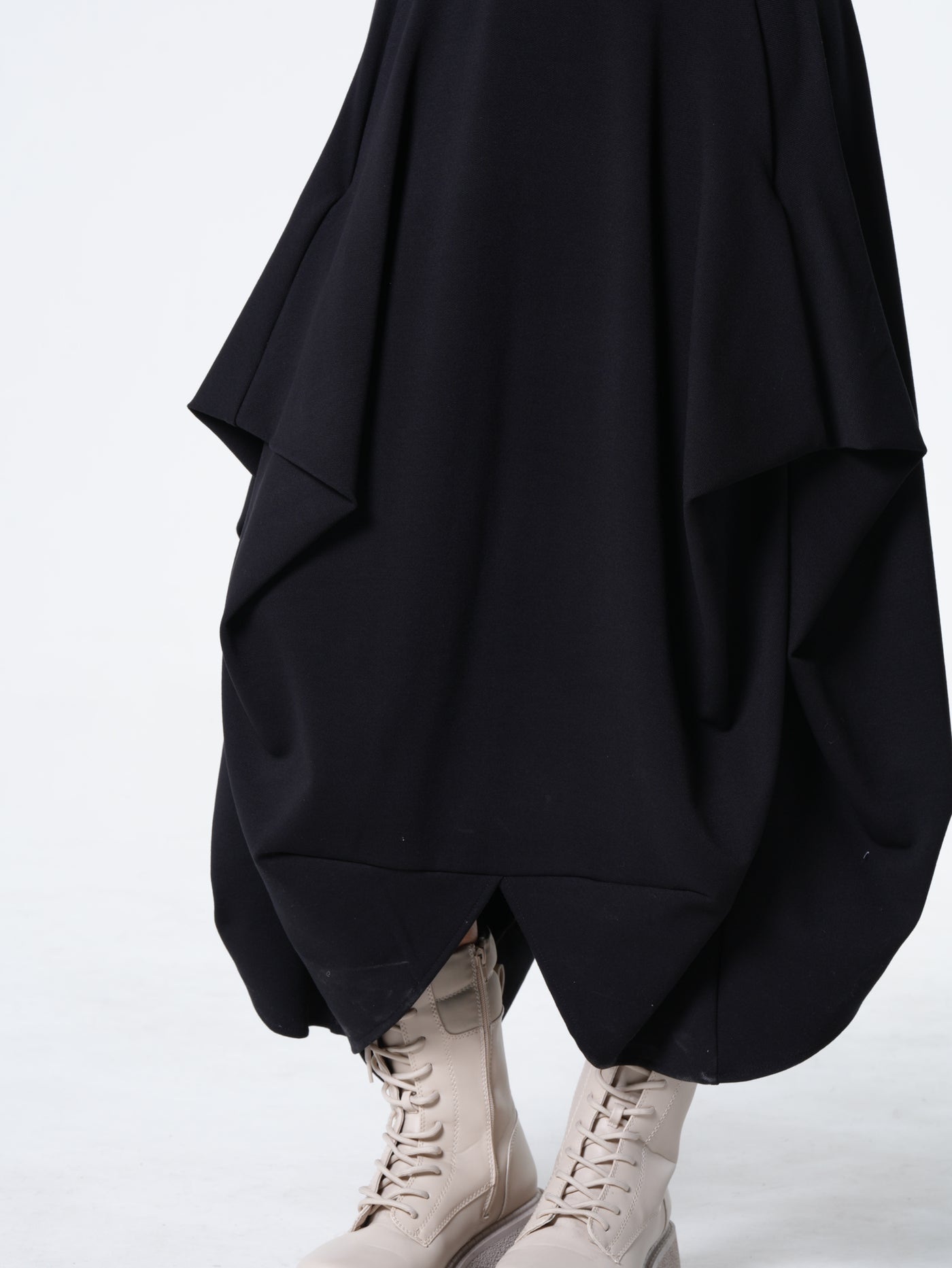 Maxi Draped Dress With Thumbhole Sleeves In Black