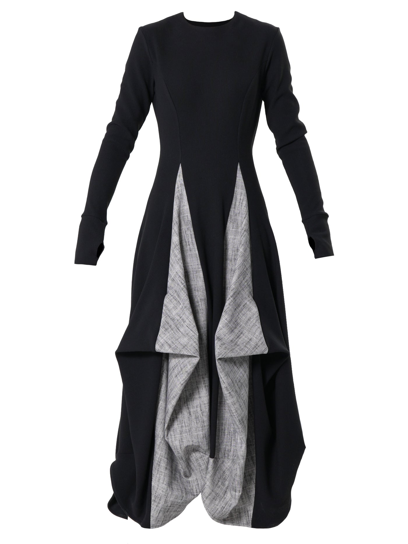 Two-Toned Maxi Dress With Thumbhole Sleeves