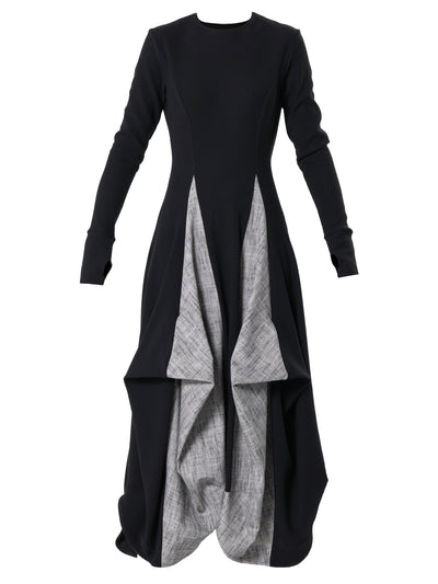 Two-Toned Maxi Dress With Thumbhole Sleeves