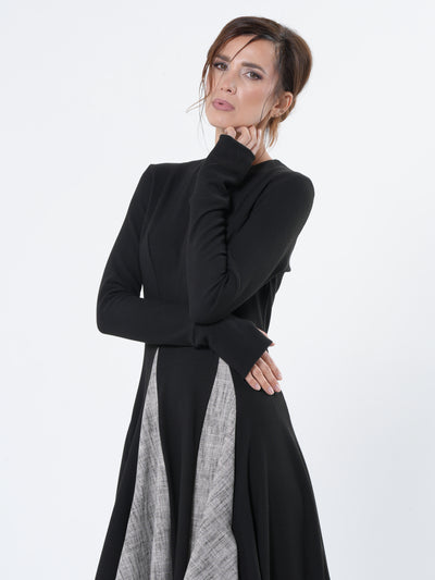 Two-Toned Maxi Dress With Thumbhole Sleeves