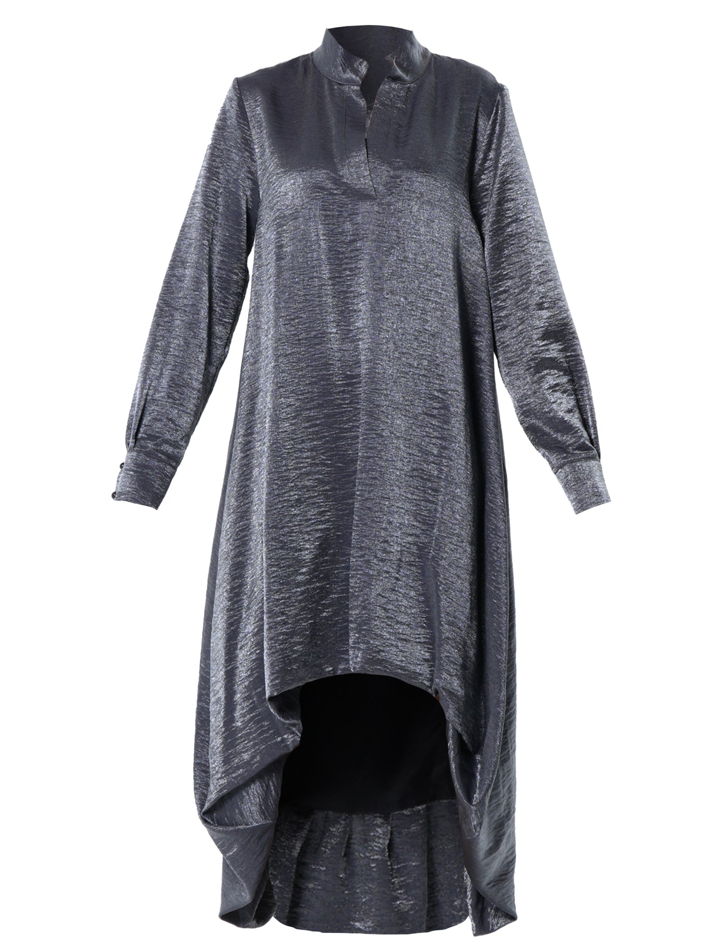 Shiny Metallic High-Low Dress