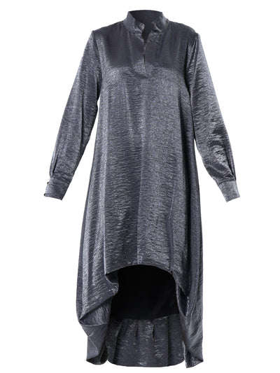 Shiny Metallic High-Low Dress