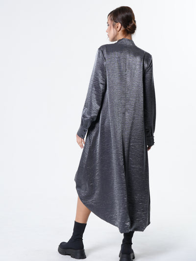 Shiny Metallic High-Low Dress