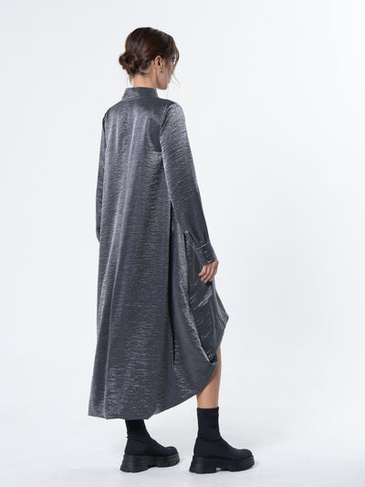 Shiny Metallic High-Low Dress