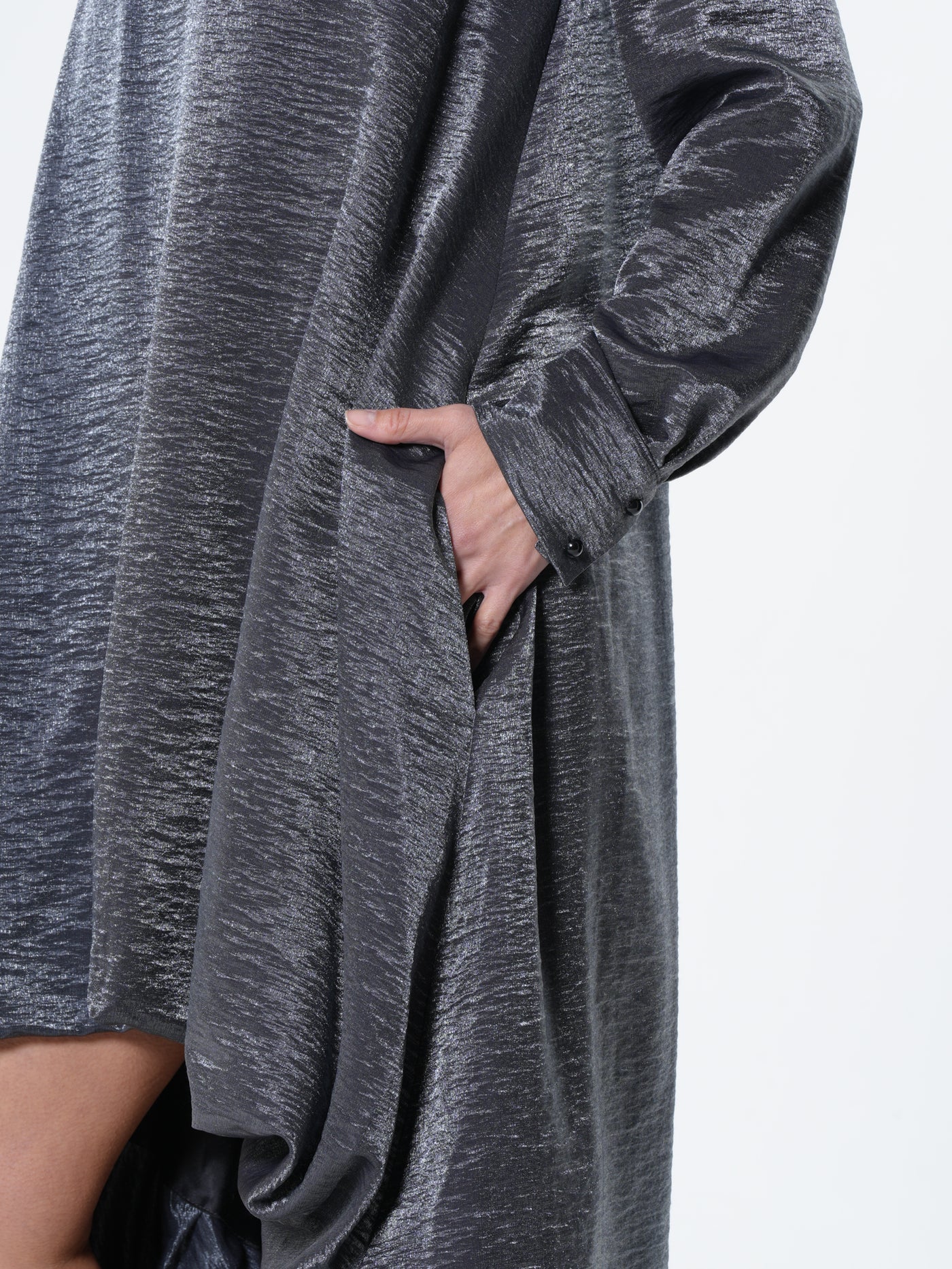 Shiny Metallic High-Low Dress