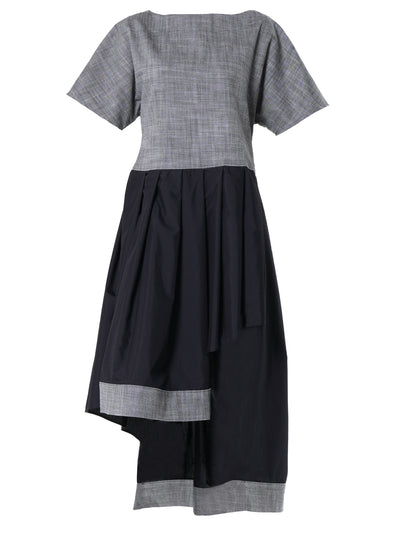 Two-Toned Asymmetrical Denim Tunic Dress