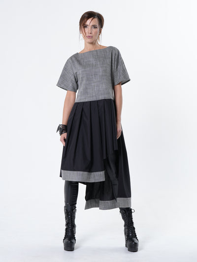 Two-Toned Asymmetrical Denim Tunic Dress