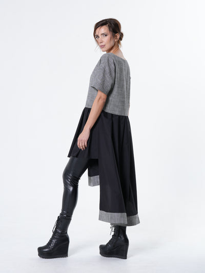 Two-Toned Asymmetrical Denim Tunic Dress