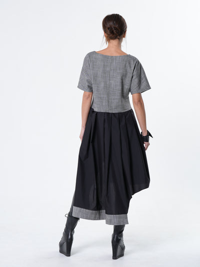 Two-Toned Asymmetrical Denim Tunic Dress