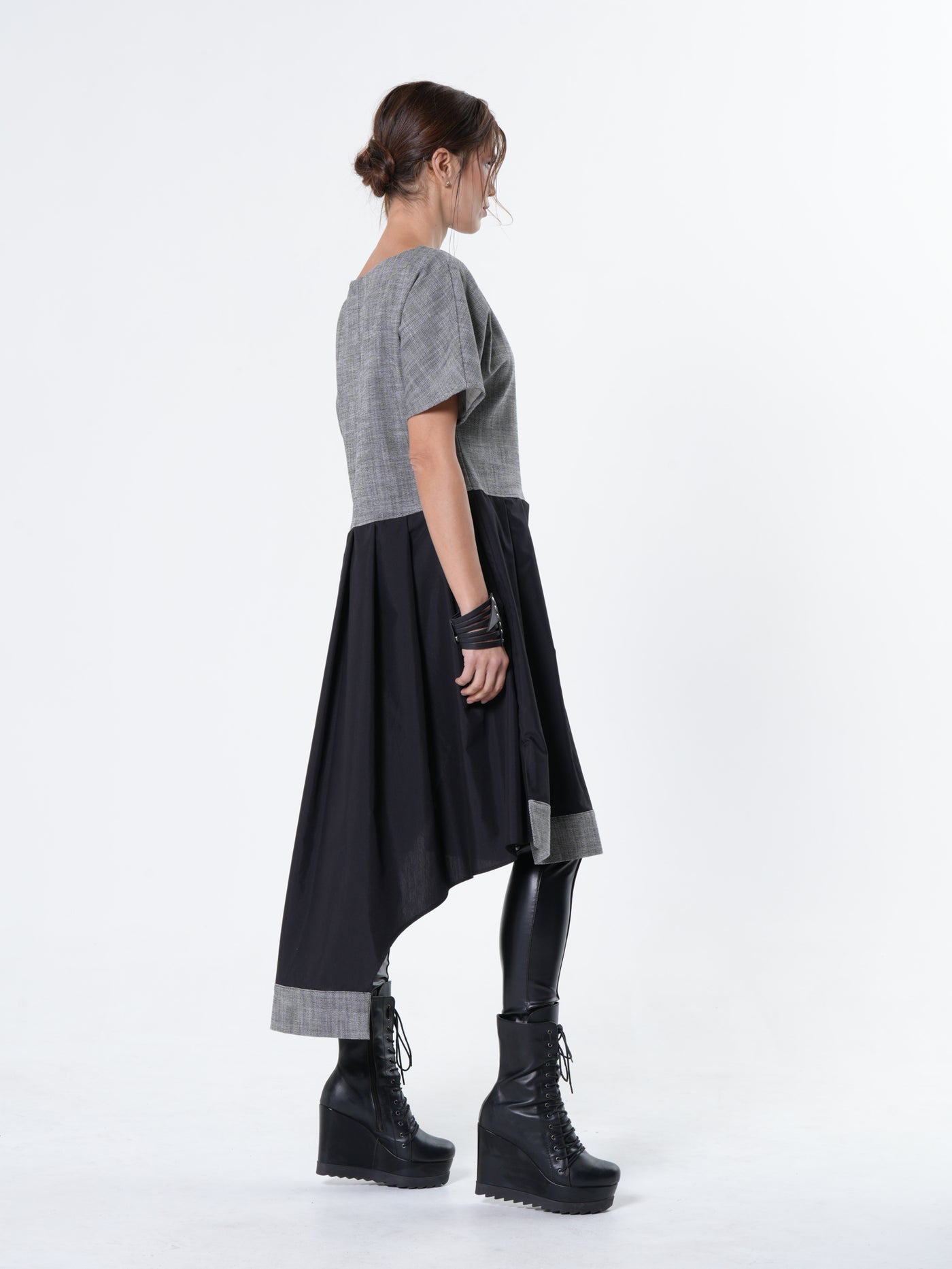 Two-Toned Asymmetrical Denim Tunic Dress