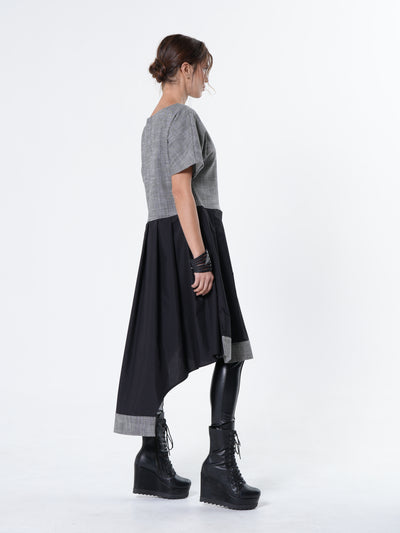 Two-Toned Asymmetrical Denim Tunic Dress