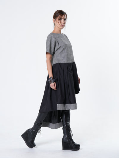 Two-Toned Asymmetrical Denim Tunic Dress