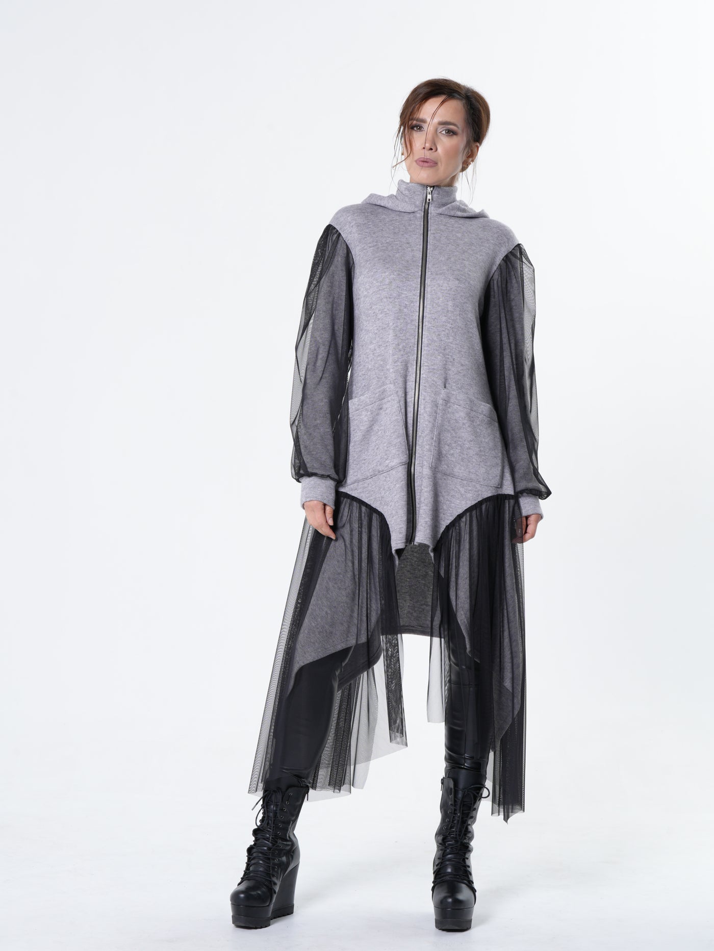 Avant-Garde Tulle Sleeves Cardigan