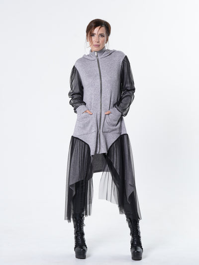 Avant-Garde Tulle Sleeves Cardigan