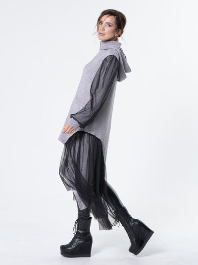 Avant-Garde Tulle Sleeves Cardigan