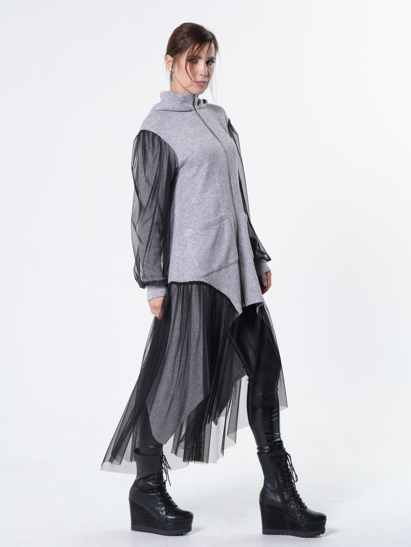 Avant-Garde Tulle Sleeves Cardigan