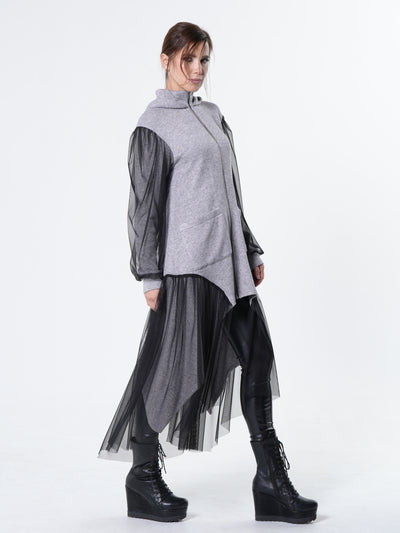 Avant-Garde Tulle Sleeves Cardigan