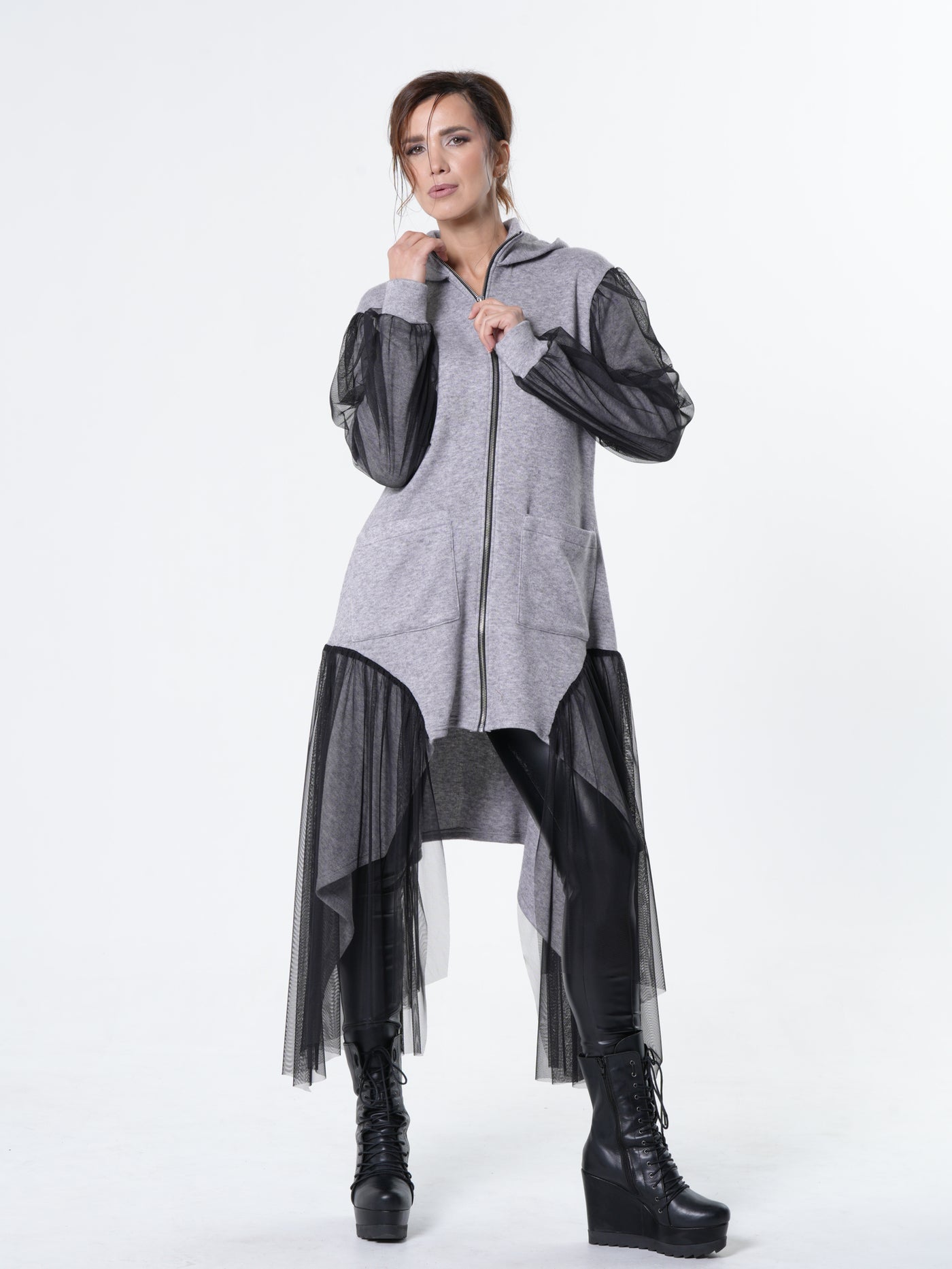 Avant-Garde Tulle Sleeves Cardigan