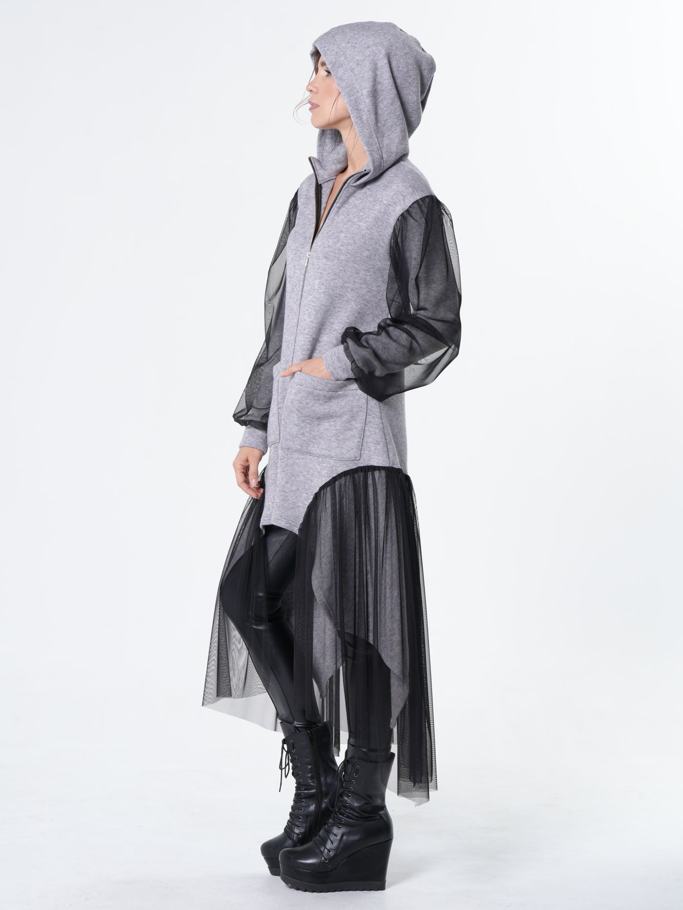 Avant-Garde Tulle Sleeves Cardigan