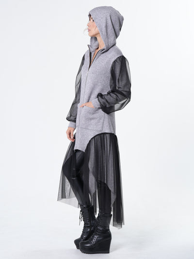 Avant-Garde Tulle Sleeves Cardigan