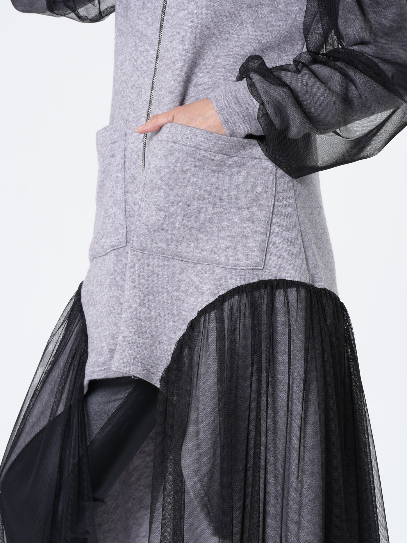 Avant-Garde Tulle Sleeves Cardigan