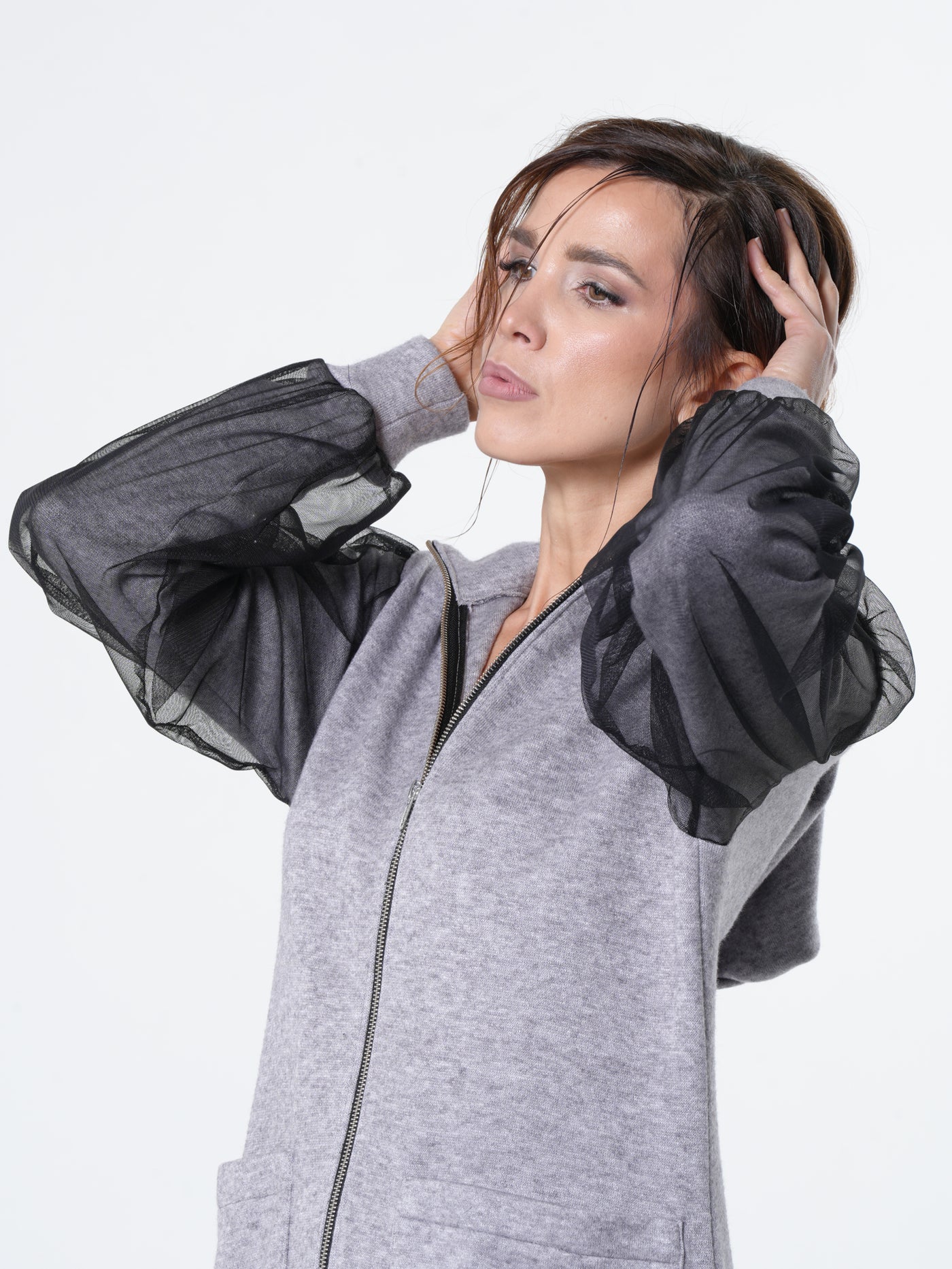 Avant-Garde Tulle Sleeves Cardigan