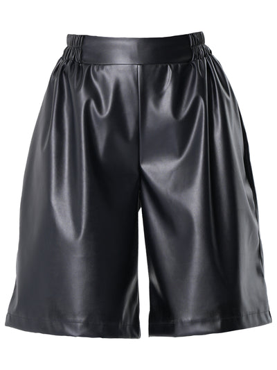 Vegan Leather Bermuda Shorts In Black