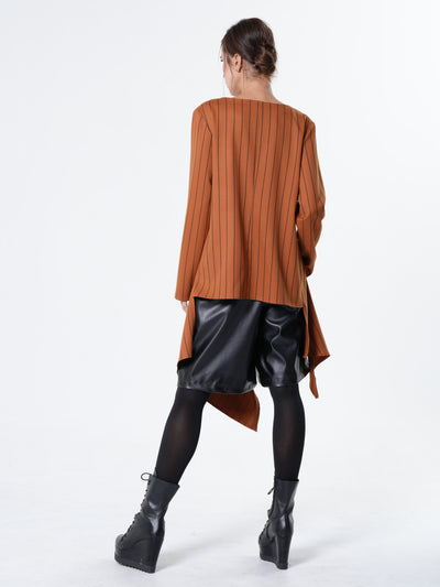 Asymmetrical Striped Tunic In Orange