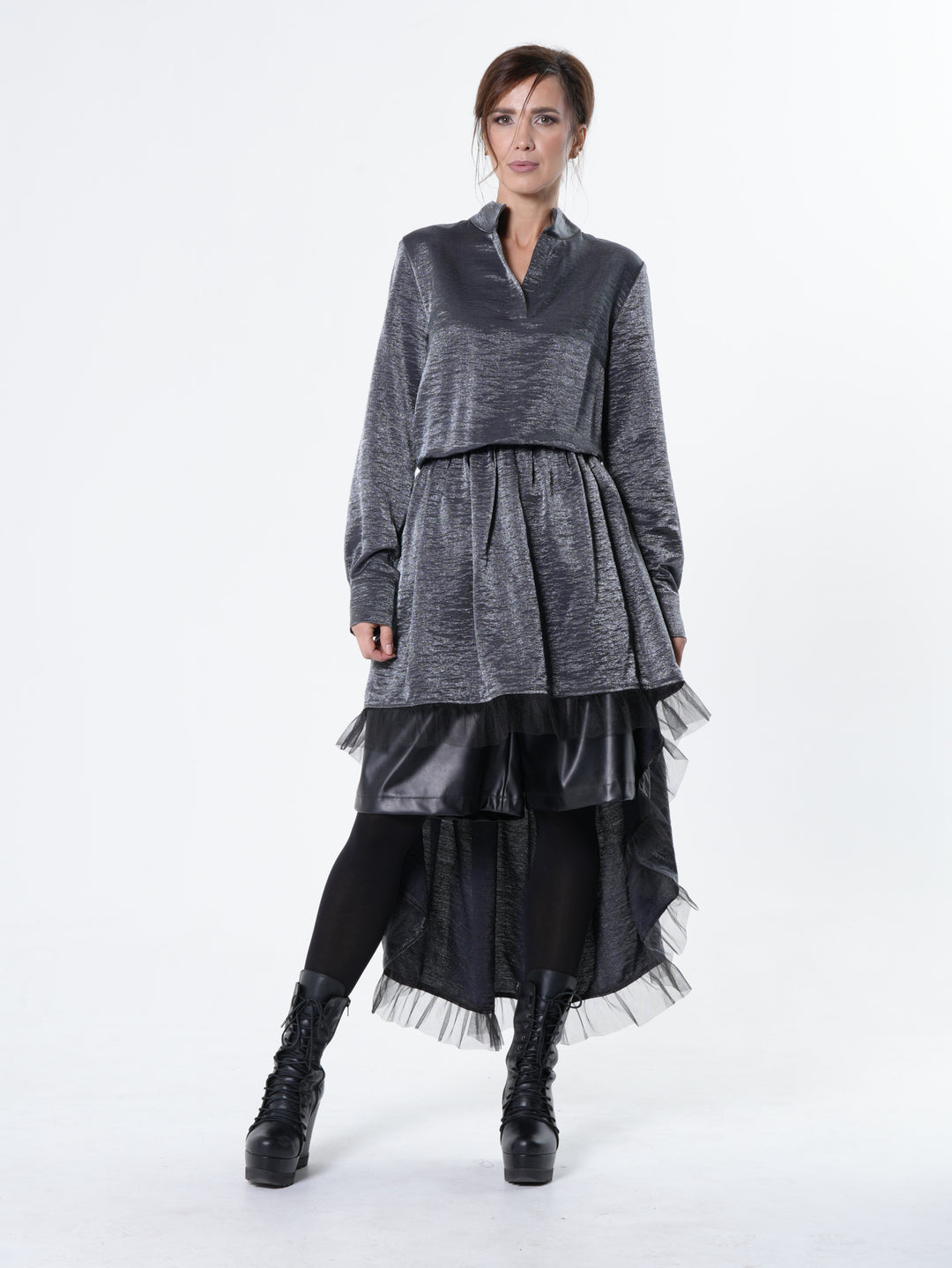 layered tunic dress Rivet Trim Tunic Dress