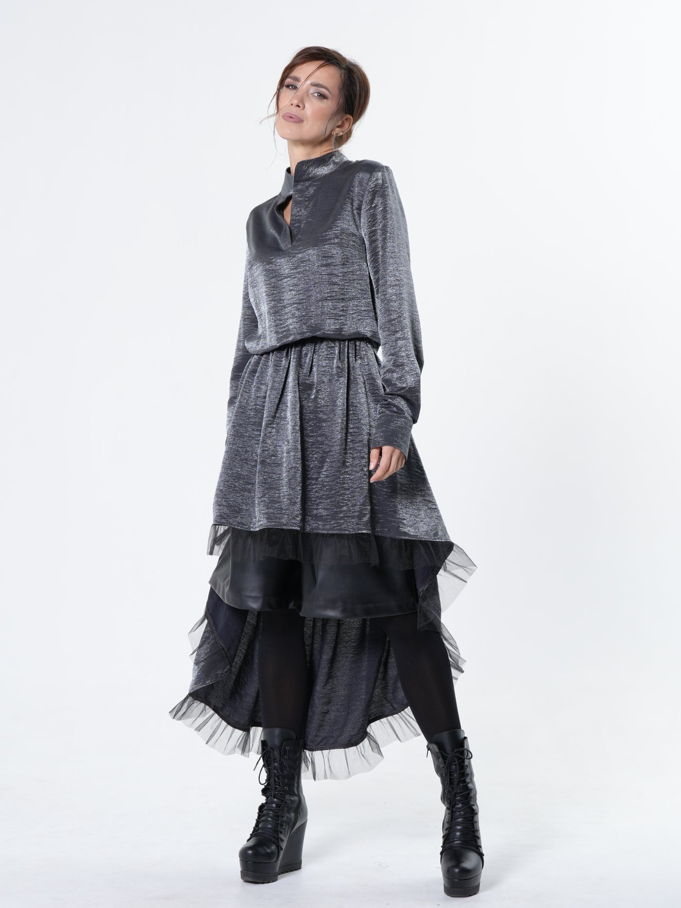 Shiny Metallic Layered Tunic