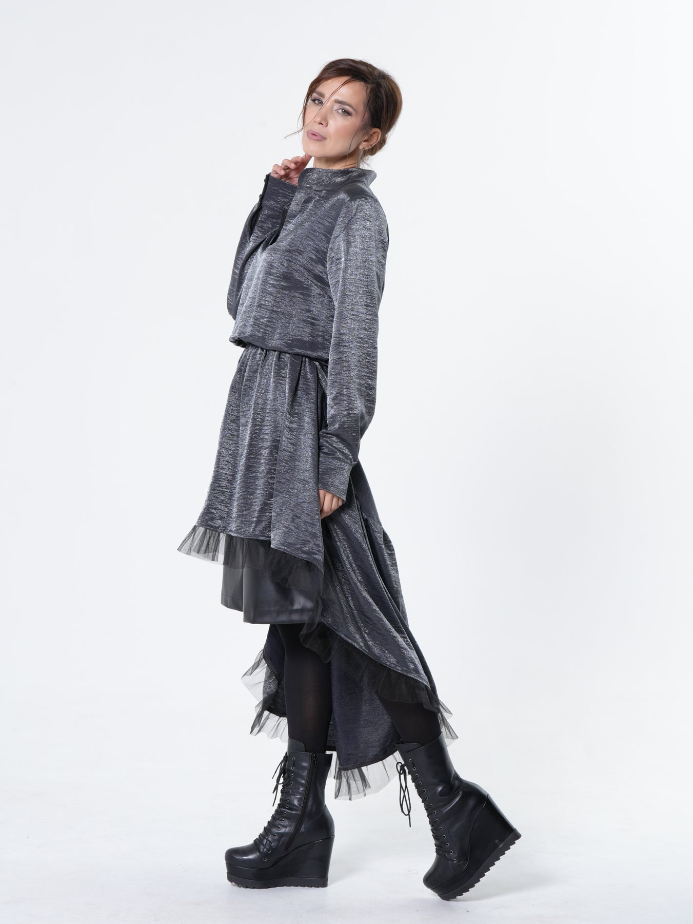 Shiny Metallic Layered Tunic – Metamorphoza