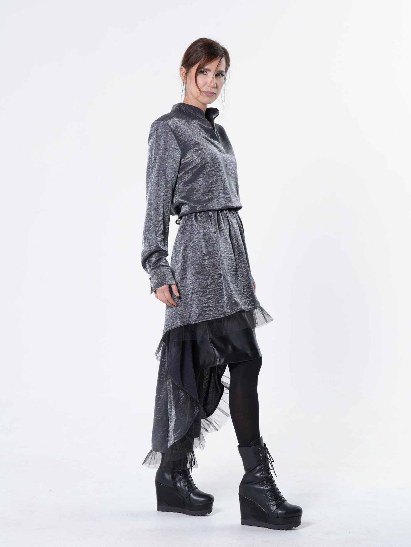 Shiny Metallic Layered Tunic