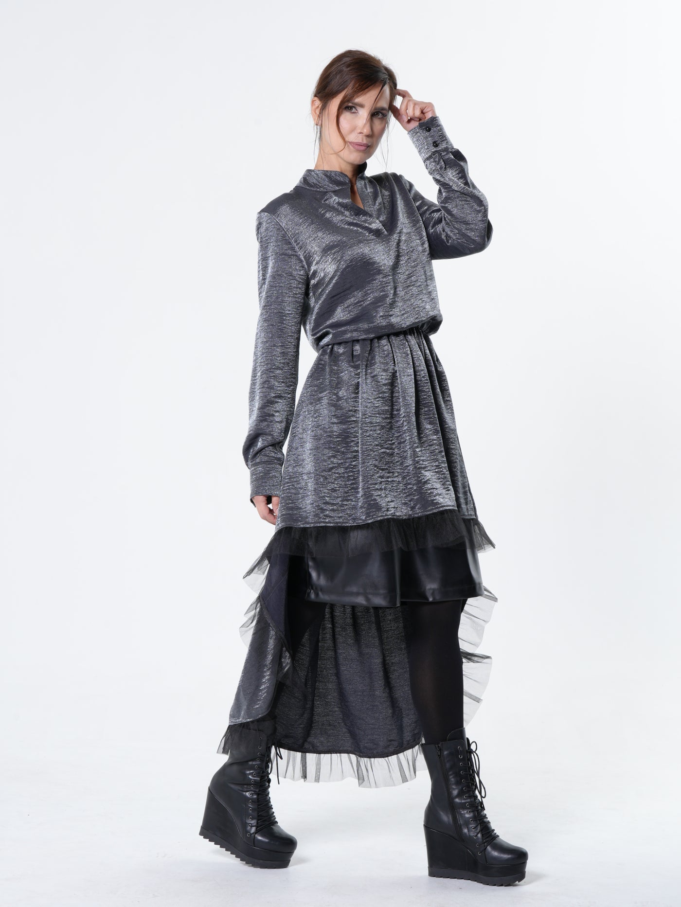 Shiny Metallic Layered Tunic