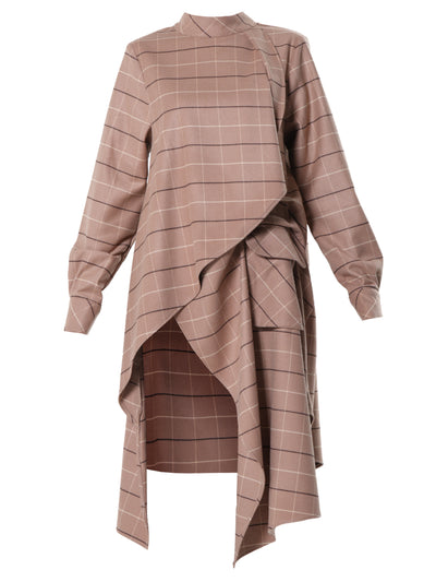 Checked Asymmetric Tunic Shirt