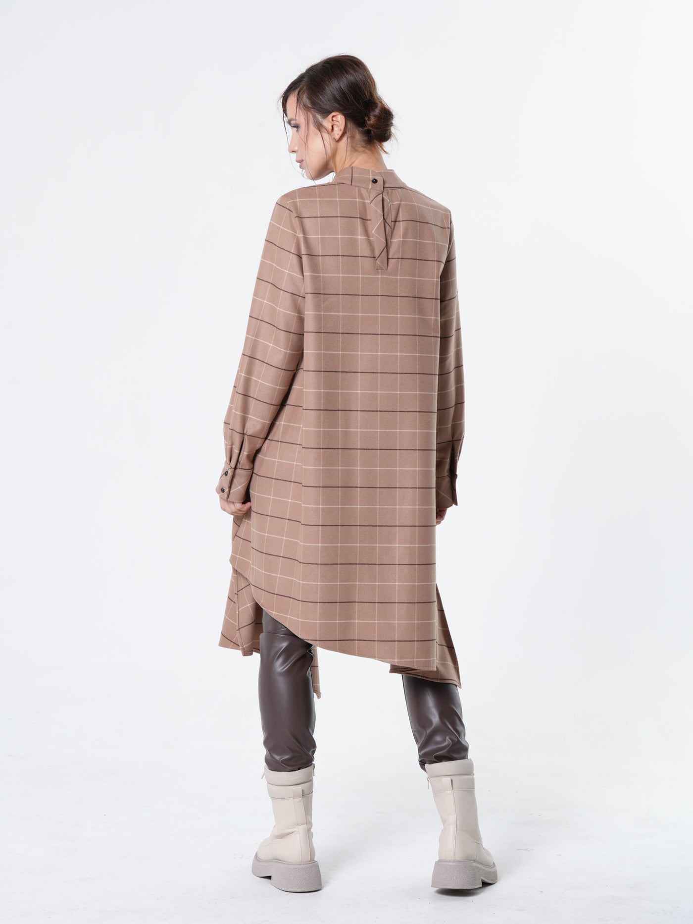 Checked Asymmetric Tunic Shirt