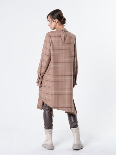 Checked Asymmetric Tunic Shirt